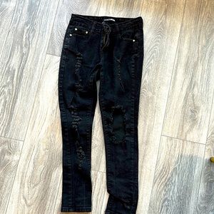 Black distressed fashion nova jeans